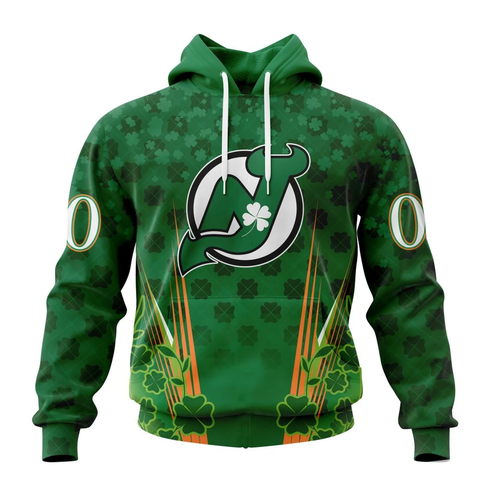 New Jersey Devils Special Design For St. Patrick's Day All Over Print Hoodie Style 93025