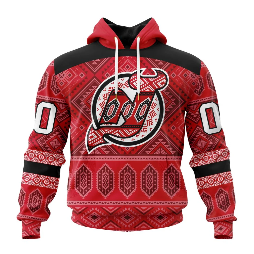 New Jersey Devils Special Design With Native Pattern All Over Print Hoodie Style 43630