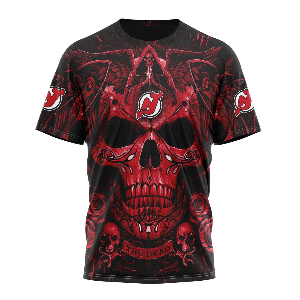 New Jersey Devils Special Design With Skull Art Personalized Name And Number T-Shirt Oregontrailrvpk Shirt