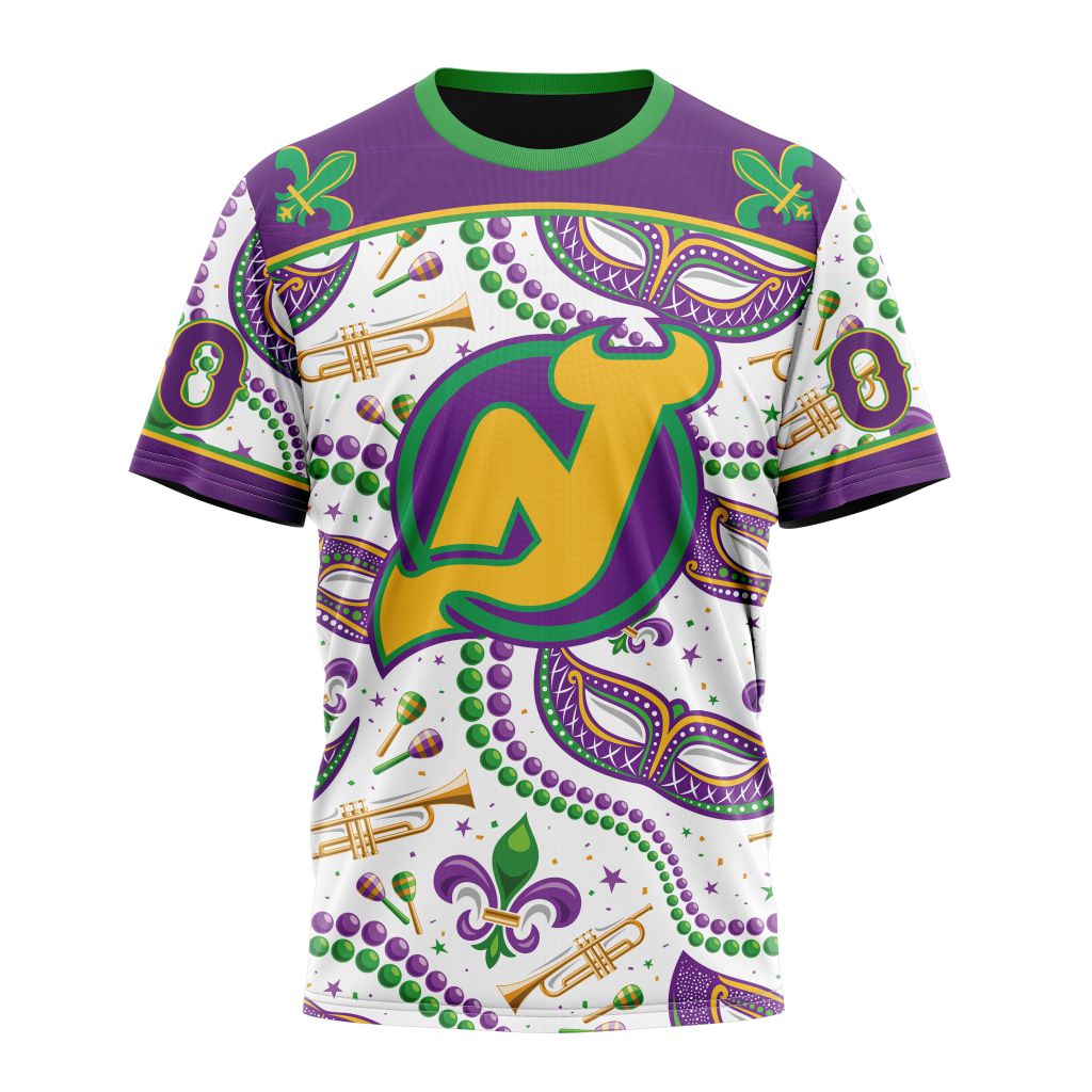 New Jersey Devils Special Mardi Gras Design 01 Personalized Name And Number T-Shirt Oregontrailrvpk Shirt