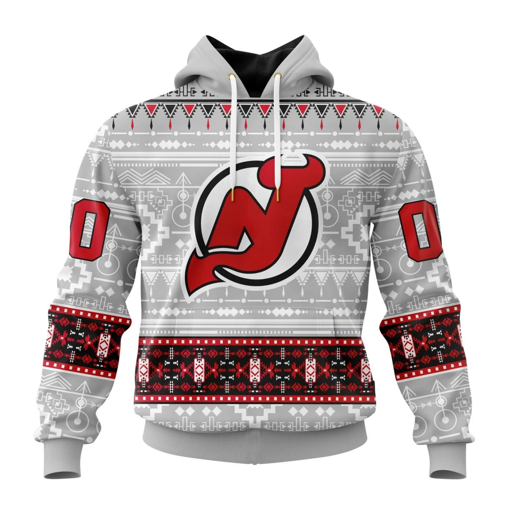 New Jersey Devils Special Native Design All Over Print Hoodie Style 70697