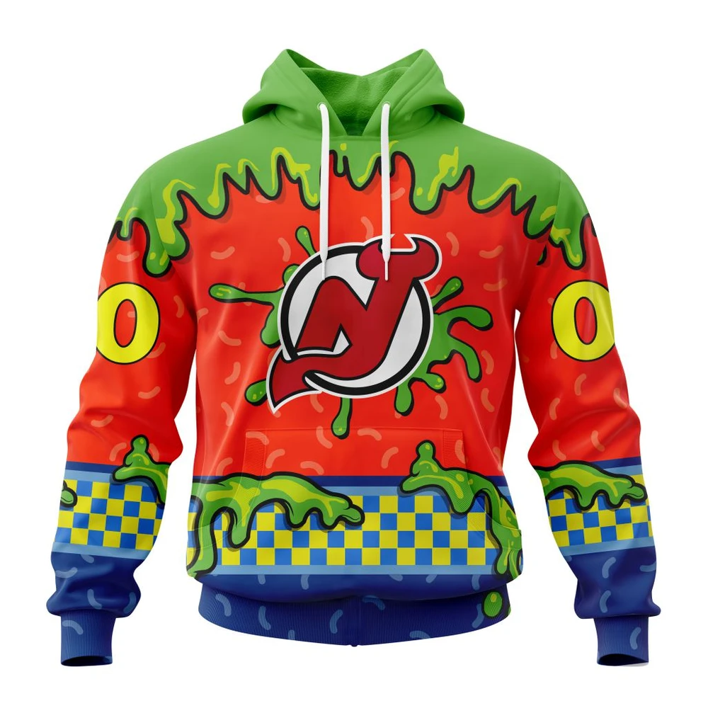 New Jersey Devils Special Nickelodeon Design All Over Print Hoodie Style 24413
