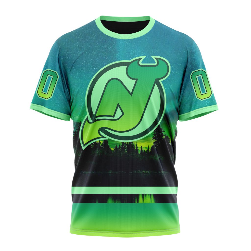 New Jersey Devils Special Northern Light Design Personalized Name And Number T-Shirt Oregontrailrvpk Shirt