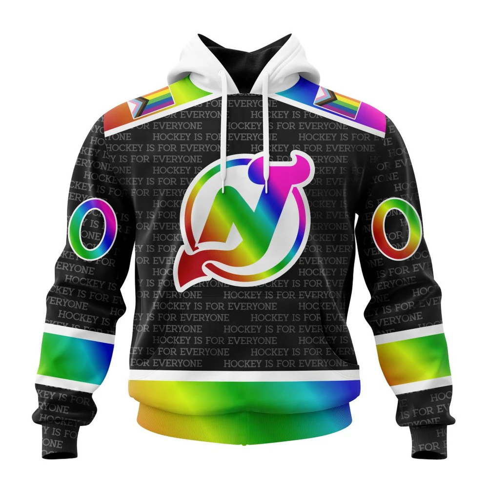 New Jersey Devils Special Pride Design Hockey Is For Everyone All Over Print Hoodie Style 33734