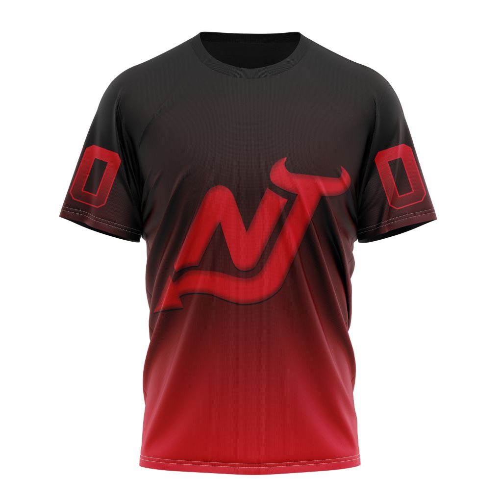 New Jersey Devils Special Retro Gradient Design Personalized Name And Number T-Shirt Oregontrailrvpk Shirt