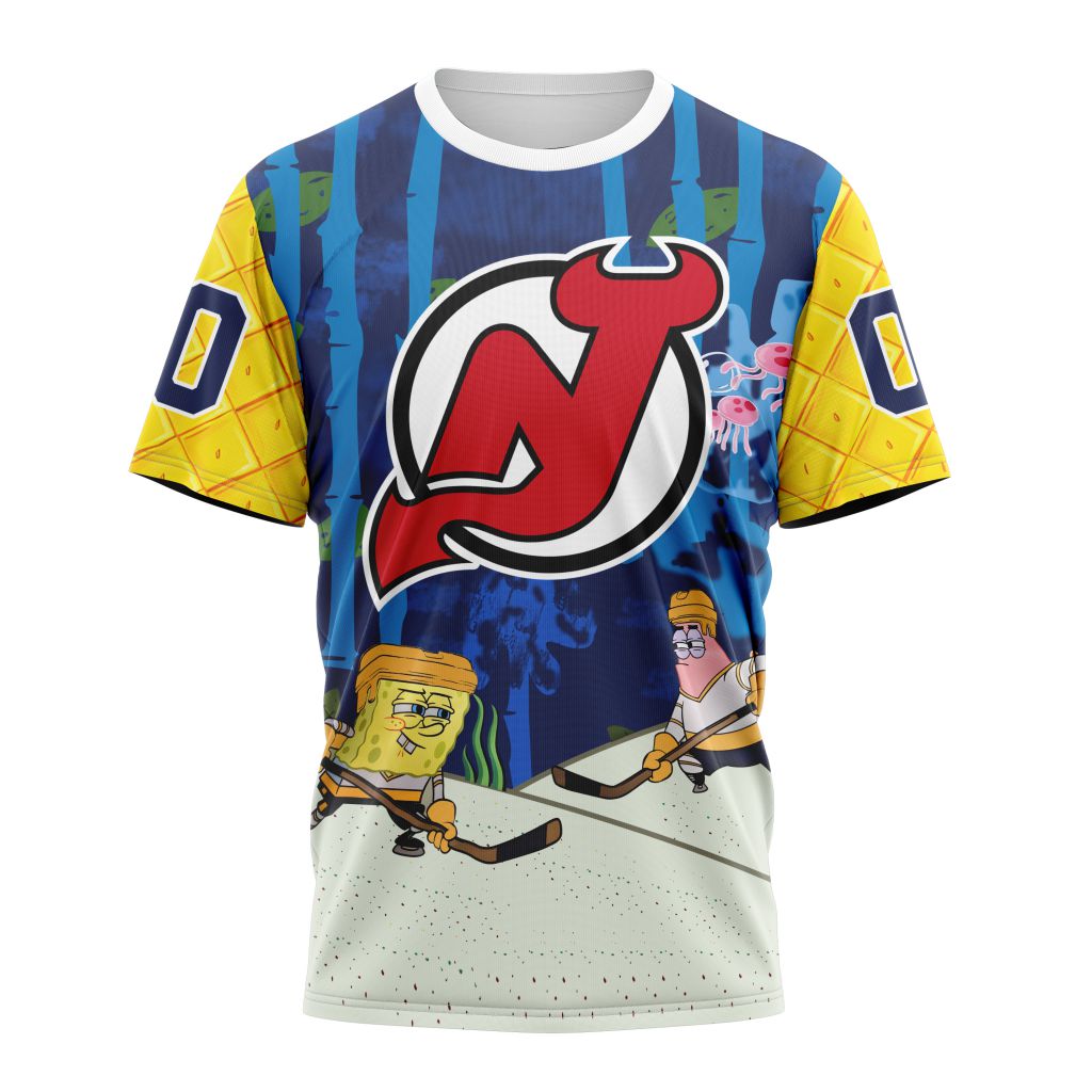 New Jersey Devils Special SpongeBob SquarePants Design 01 Personalized Name And Number T-Shirt Oregontrailrvpk Shirt