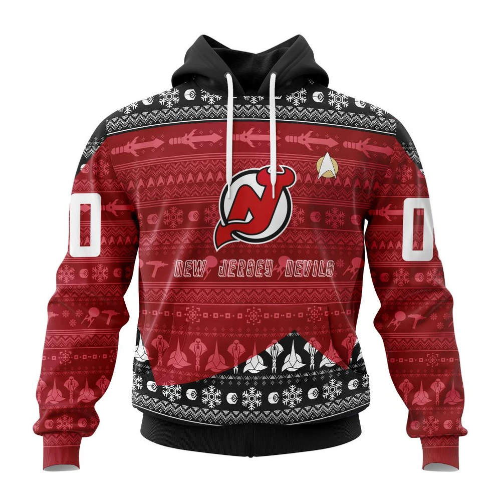 New Jersey Devils Special Star Trek Design All Over Print Hoodie Style 61808