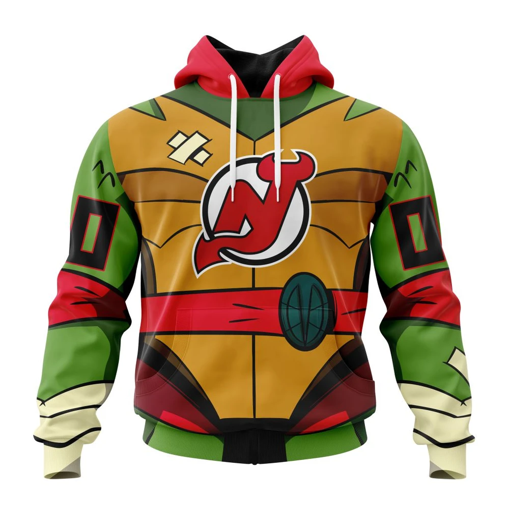 New Jersey Devils Special Teenage Mutant Ninja Turtles Design All Over Print Hoodie Style 90679