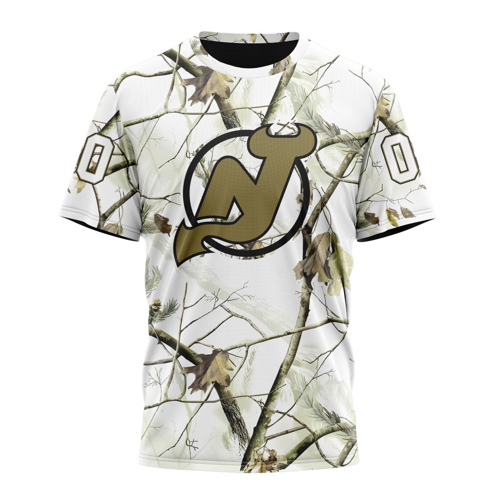 New Jersey Devils Special White Winter Hunting Camo Design Personalized Name And Number T-Shirt Oregontrailrvpk Shirt