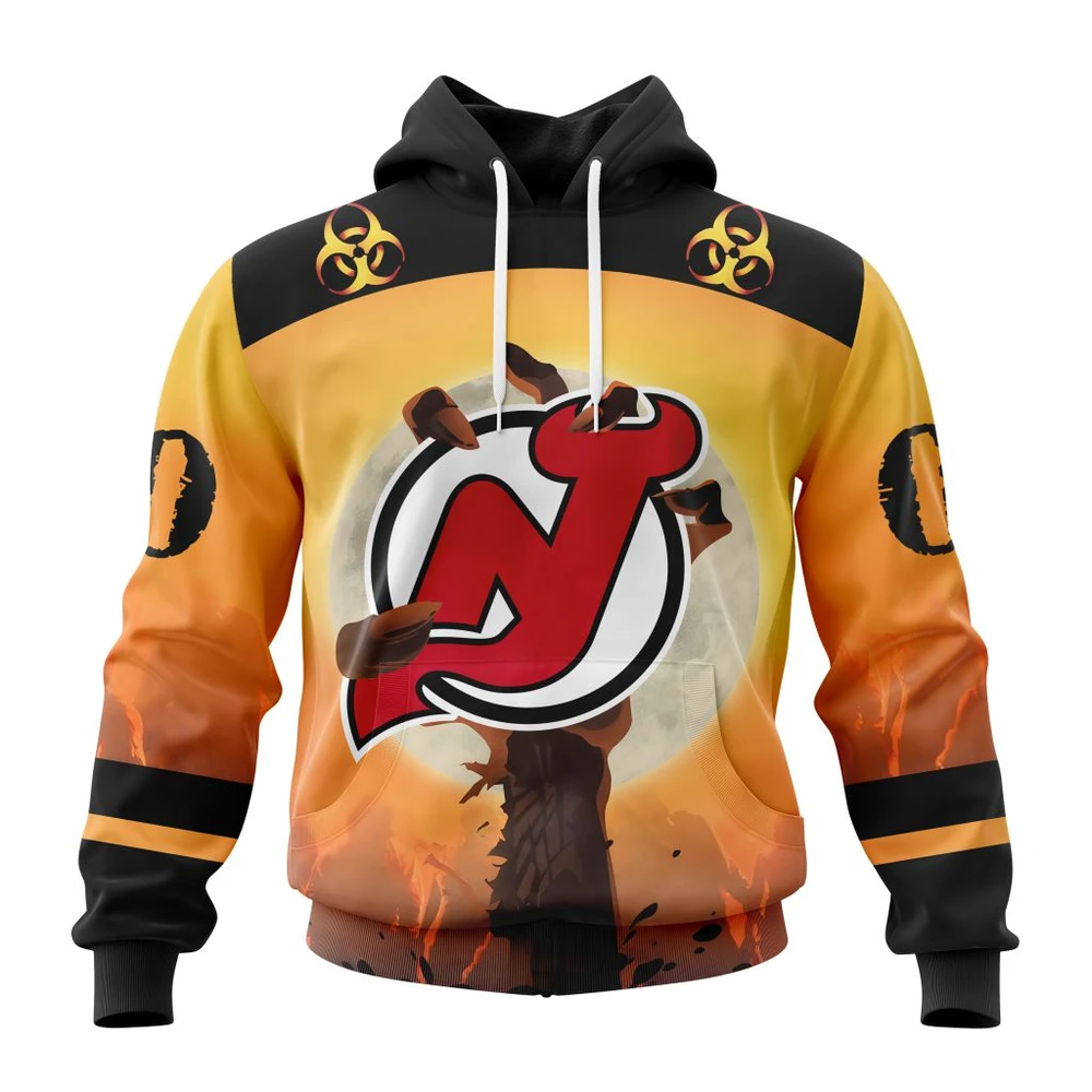 New Jersey Devils Special Zombie Design For Halloween All Over Print Hoodie Style 37117