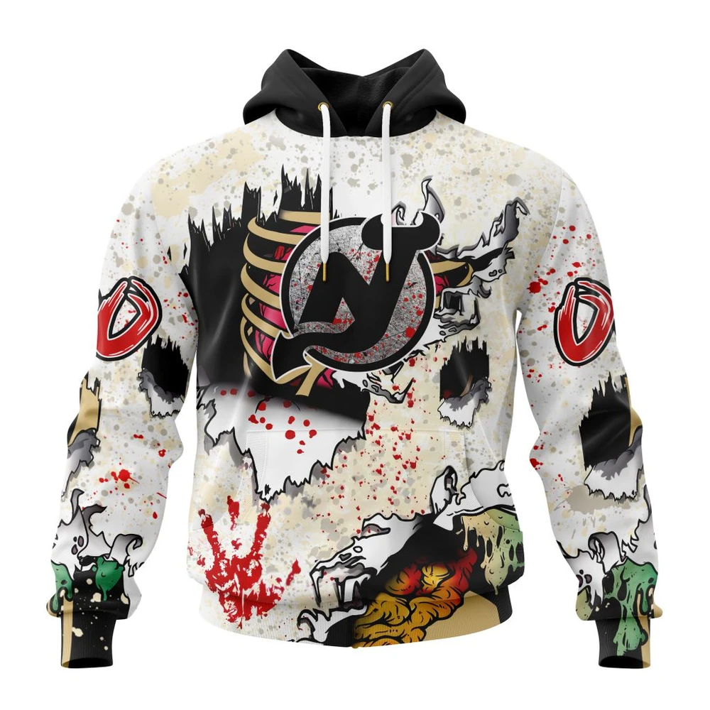 New Jersey Devils Special Zombie For Halloween All Over Print Hoodie Style 60304