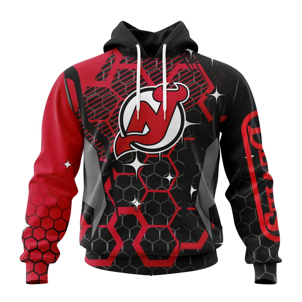 New Jersey Devils Specialized Design With Motocross All Over Print Hoodie Style 89012