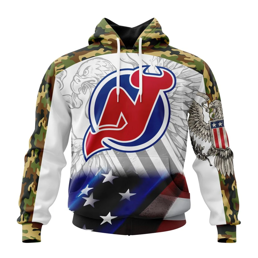 New Jersey Devils Specialized Design With Our America Flag And Our America Eagle All Over Print Hoodie Style 72204
