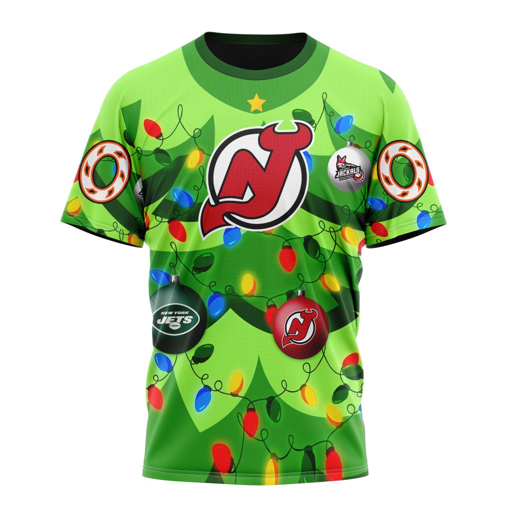 New Jersey Devils Specialized Unisex Kits With Unisex Kits With Christmass Tree Color And City's Sport Teams Personalized Name And Number T-Shirt Oregontrailrvpk Shirt