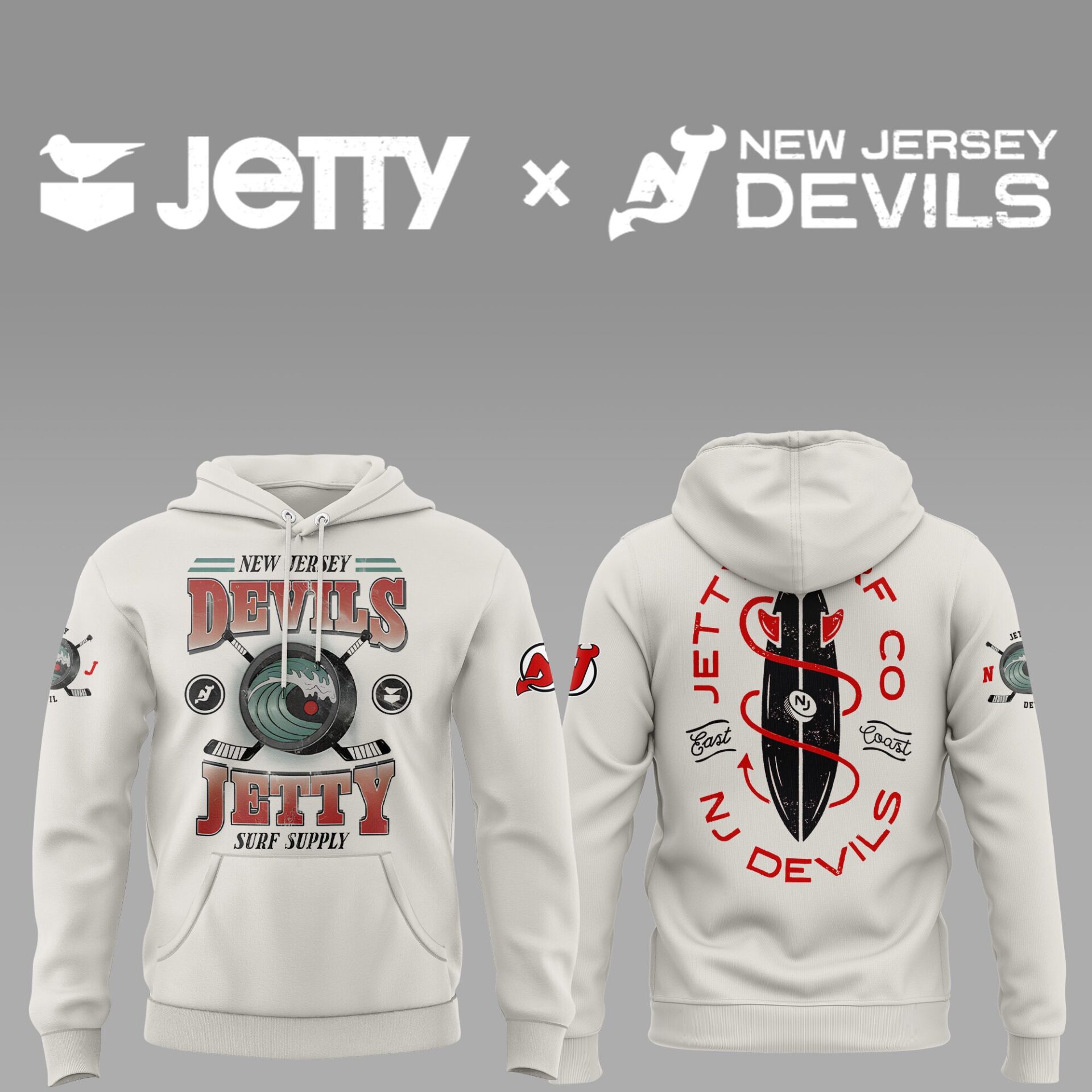New Jersey Devils x Jetty Hoodie Best Gifts For Hockey Fans