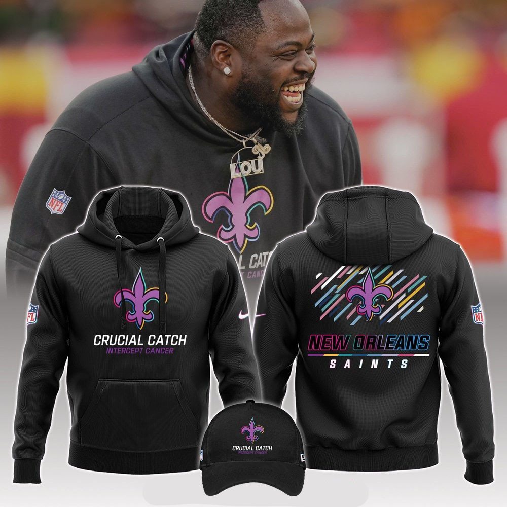 New Orleans Saints Crucial Catch Intercept Cancer 2024 Hoodie