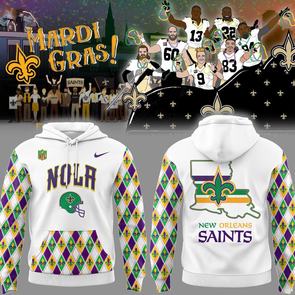 New Orleans Saints NFL 2025 Limited Mardi Gras 2025 Hoodie Football