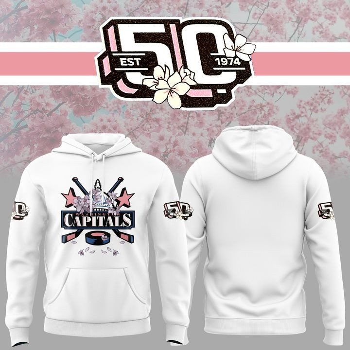 New Washington Capitals Blossom Hoodie 50Th Anniversary Hockey Fan Merch