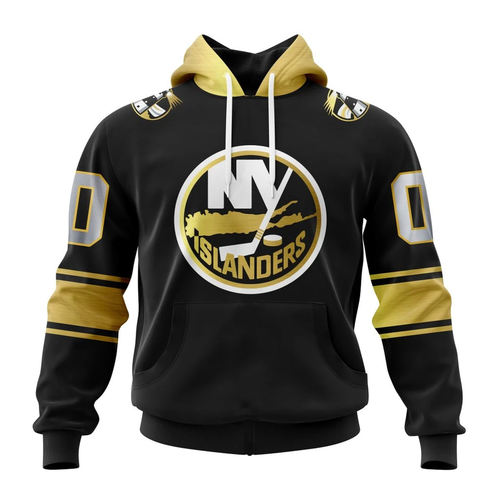 New York Islanders Special Black And Gold Design All Over Print Hoodie Style 31021