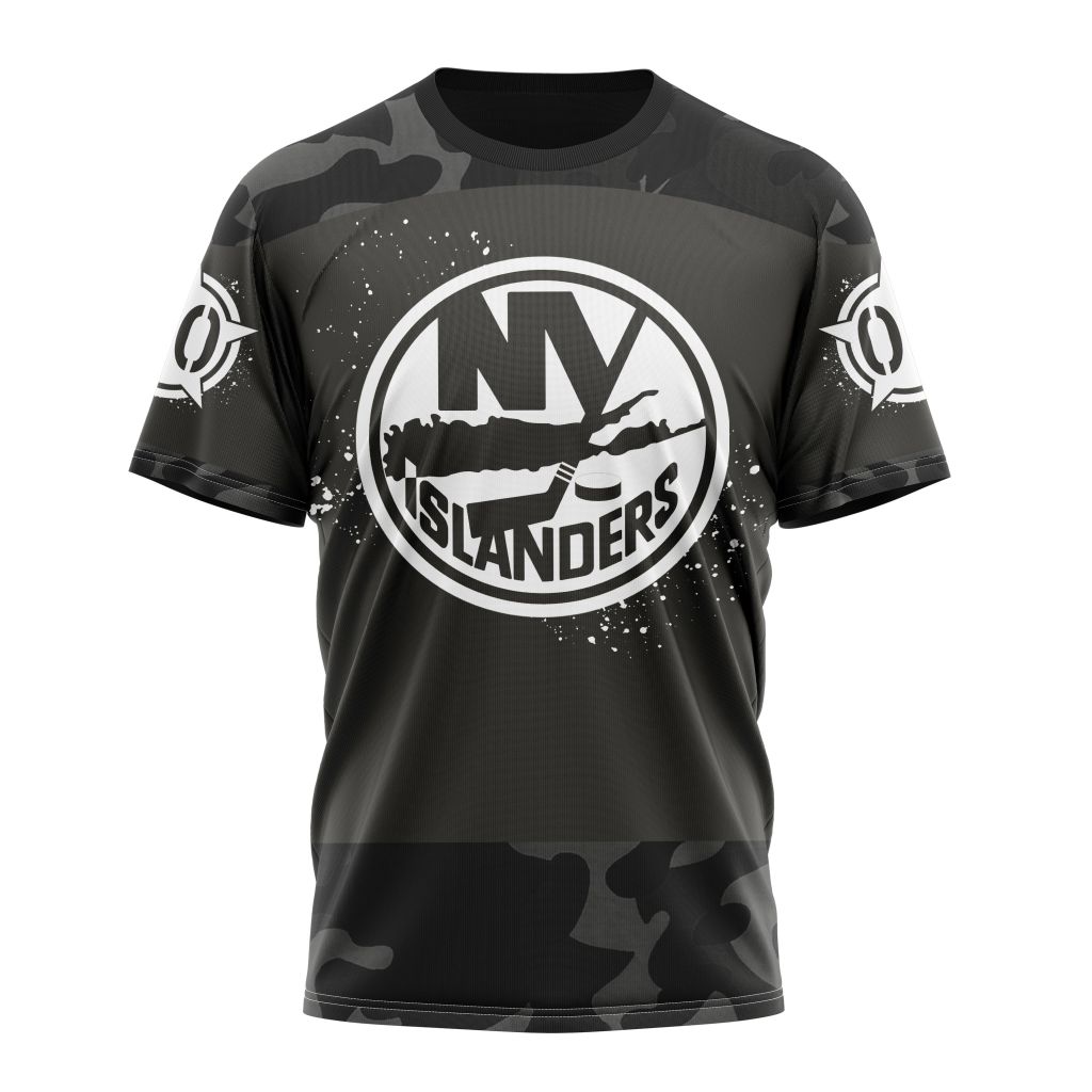 New York Islanders Special Black Camo Design For Veterans Day Personalized Name And Number T-Shirt Oregontrailrvpk Shirt