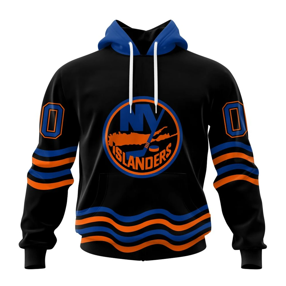 New York Islanders Special Blackout Design All Over Print Hoodie Style 22677