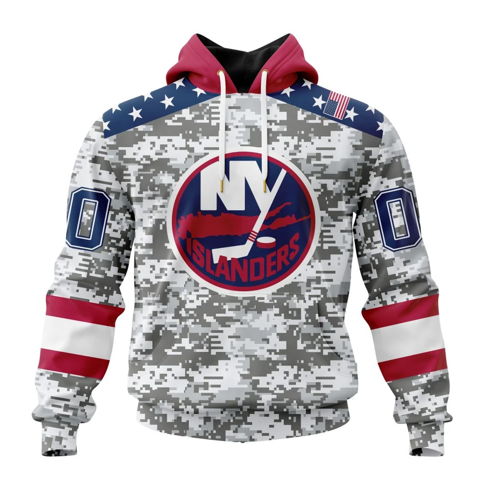New York Islanders Special Camo Design For Veterans Day All Over Print Hoodie Style 39976