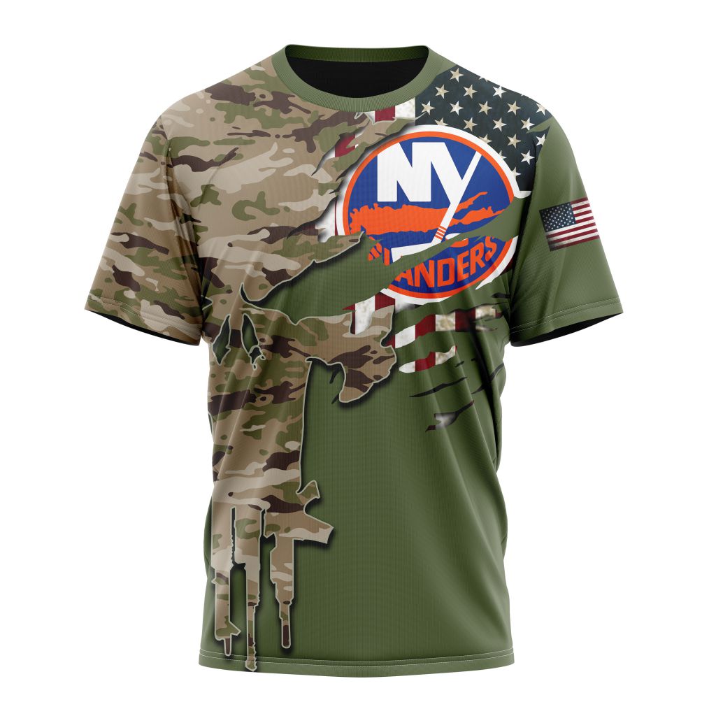 New York Islanders Special Camo Skull Design Personalized Name And Number T-Shirt Oregontrailrvpk Shirt