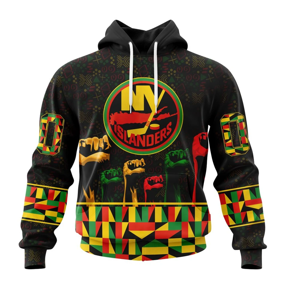 New York Islanders Special Design Celebrate Black History Month All Over Print Hoodie Style 43073