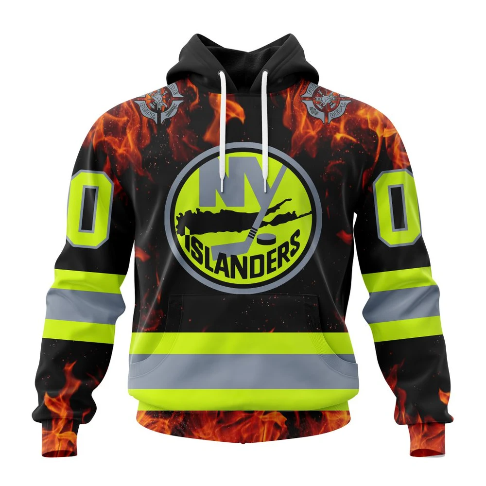 New York Islanders Special Design Honoring Firefighters All Over Print Hoodie Style 48639