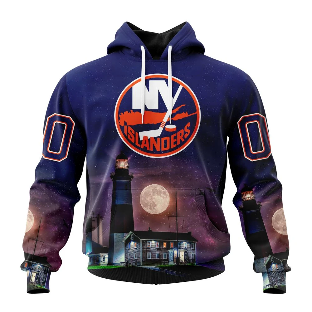 New York Islanders Special Design With Montauk Point Lighthouse All Over Print Hoodie Style 61661