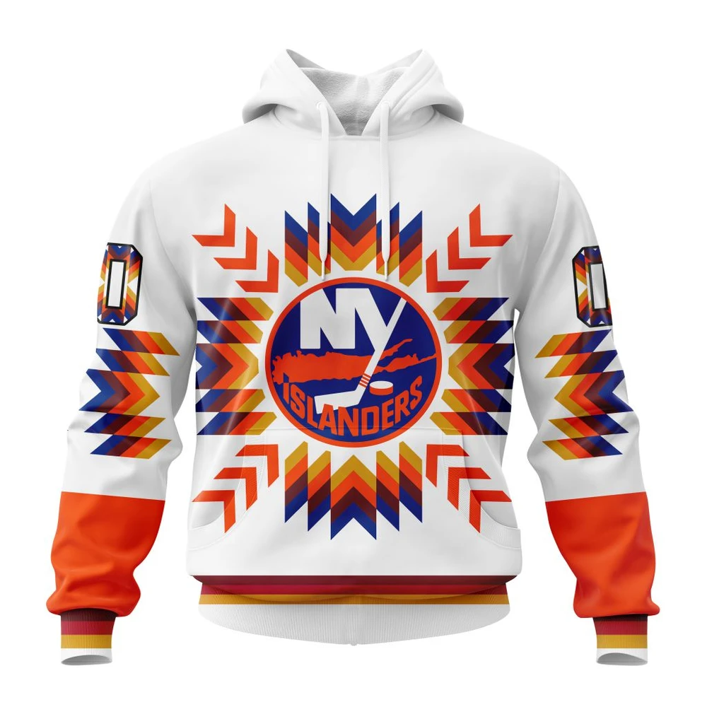 New York Islanders Special Design With Native Pattern All Over Print Hoodie Style 12397