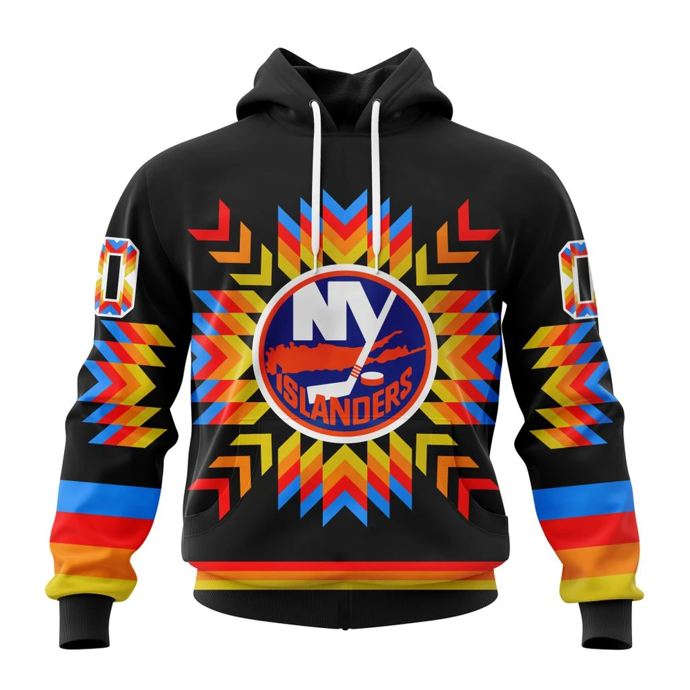 New York Islanders Special Design With Native Pattern All Over Print Hoodie Style 71222