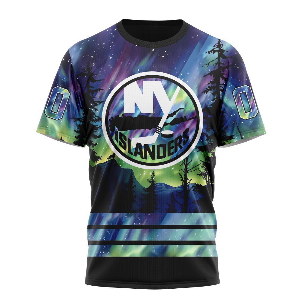 New York Islanders Special Design With Northern Lights 01 Personalized Name And Number T-Shirt Oregontrailrvpk Shirt