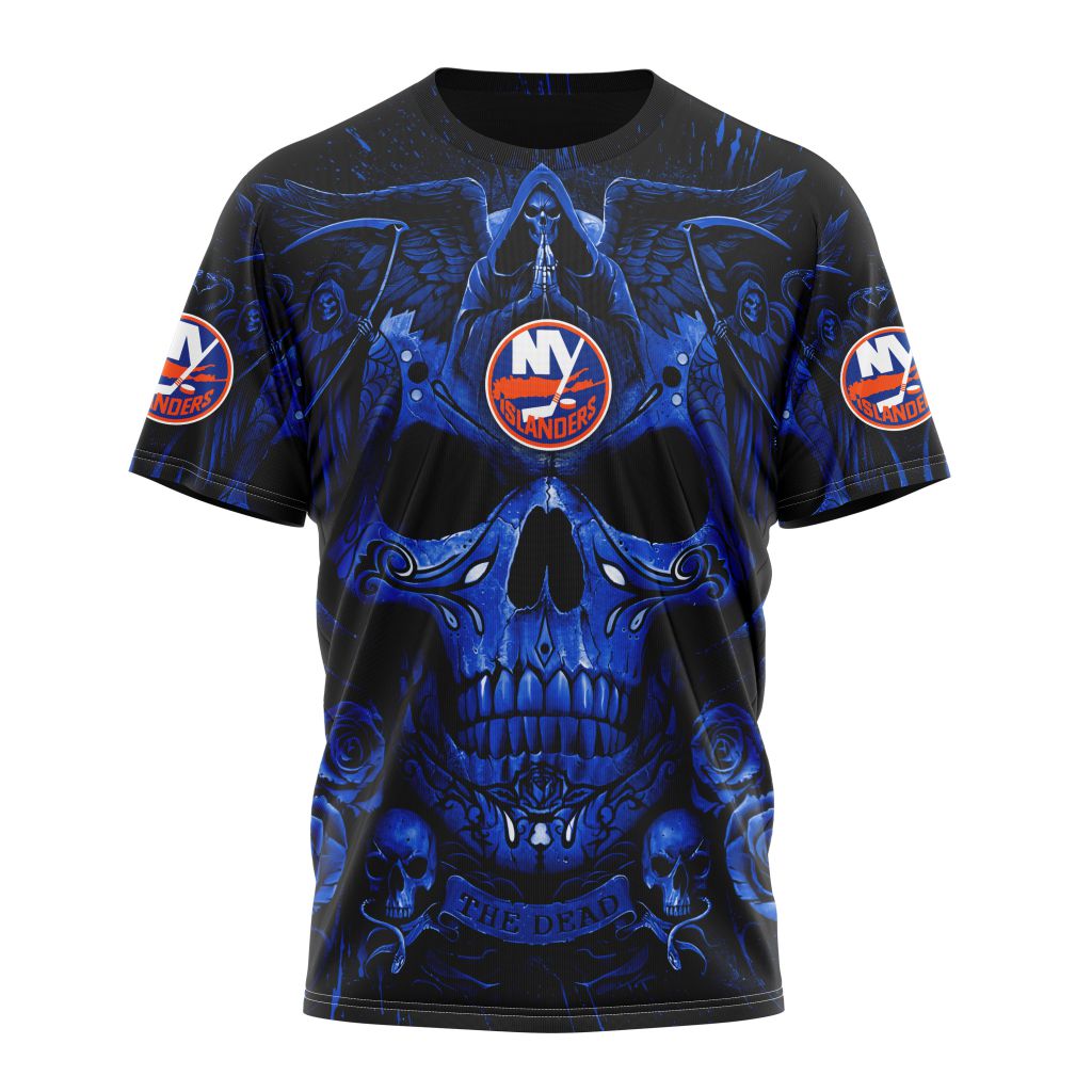 New York Islanders Special Design With Skull Art Personalized Name And Number T-Shirt Oregontrailrvpk Shirt