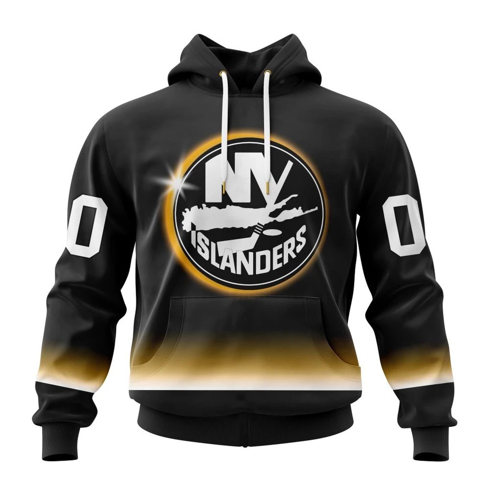 New York Islanders Special Eclipse Design All Over Print Hoodie Style 13072
