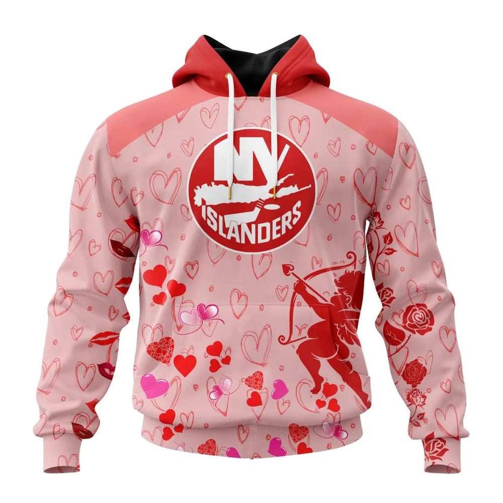New York Islanders Special Gift For Valentines Day All Over Print Hoodie Style 70654