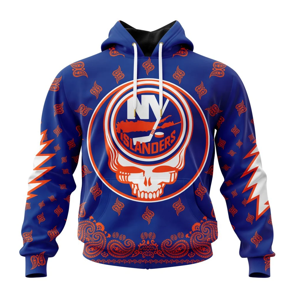 New York Islanders Special Grateful Dead Design All Over Print Hoodie Style 55190