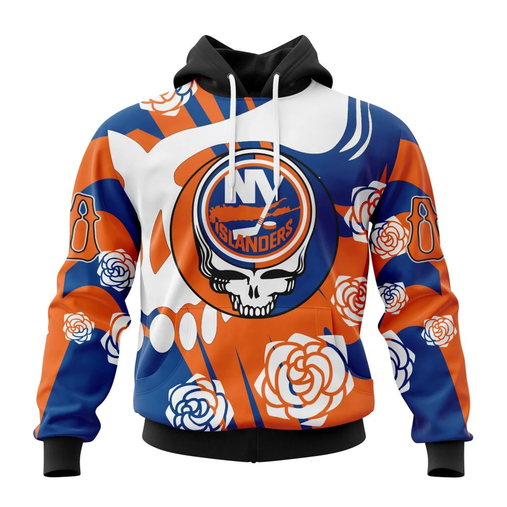 New York Islanders Special Grateful Dead Design All Over Print Hoodie Style 88782