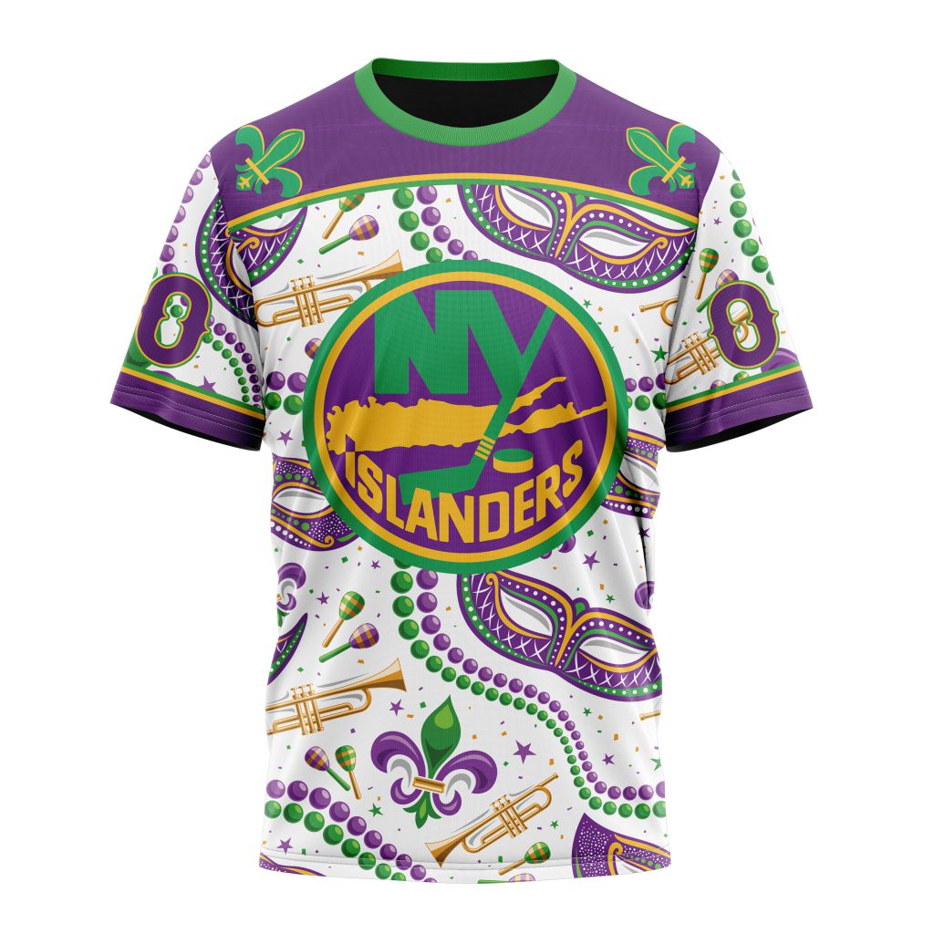 New York Islanders Special Mardi Gras Design 01 Personalized Name And Number T-Shirt Oregontrailrvpk Shirt