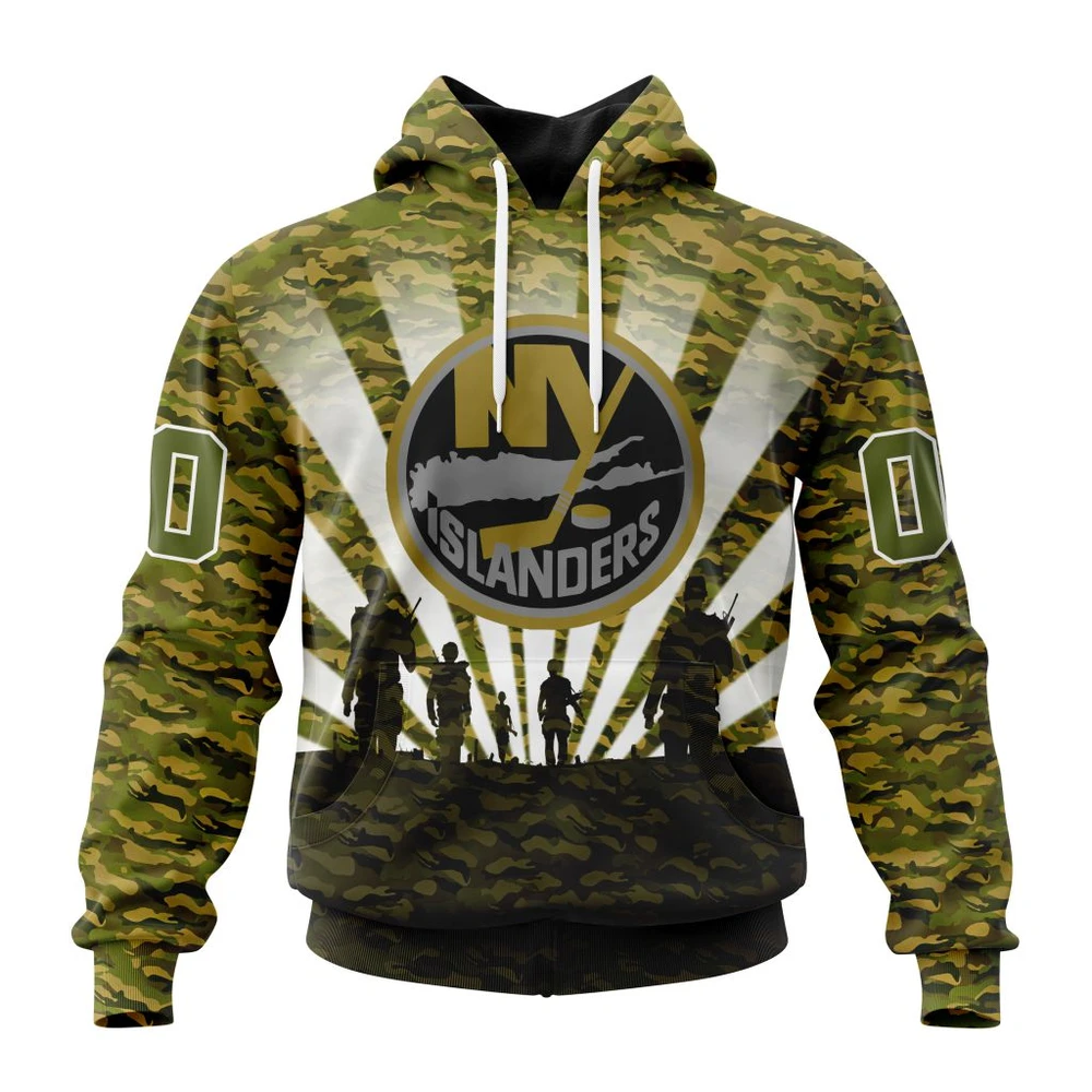 New York Islanders Special Military Camo Kits For Veterans Day And Rememberance Day All Over Print Hoodie Style 67312