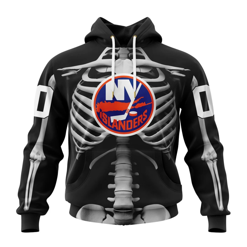 New York Islanders Special Skeleton Costume For Halloween All Over Print Hoodie Style 61049