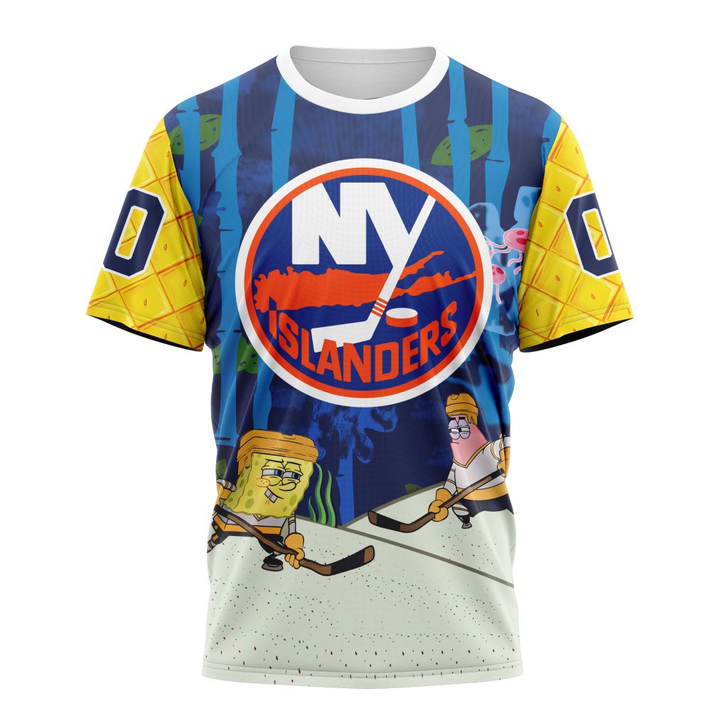 New York Islanders Special SpongeBob SquarePants Design 01 Personalized Name And Number T-Shirt Oregontrailrvpk Shirt
