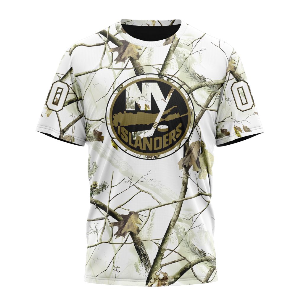 New York Islanders Special White Winter Hunting Camo Design Personalized Name And Number T-Shirt Oregontrailrvpk Shirt