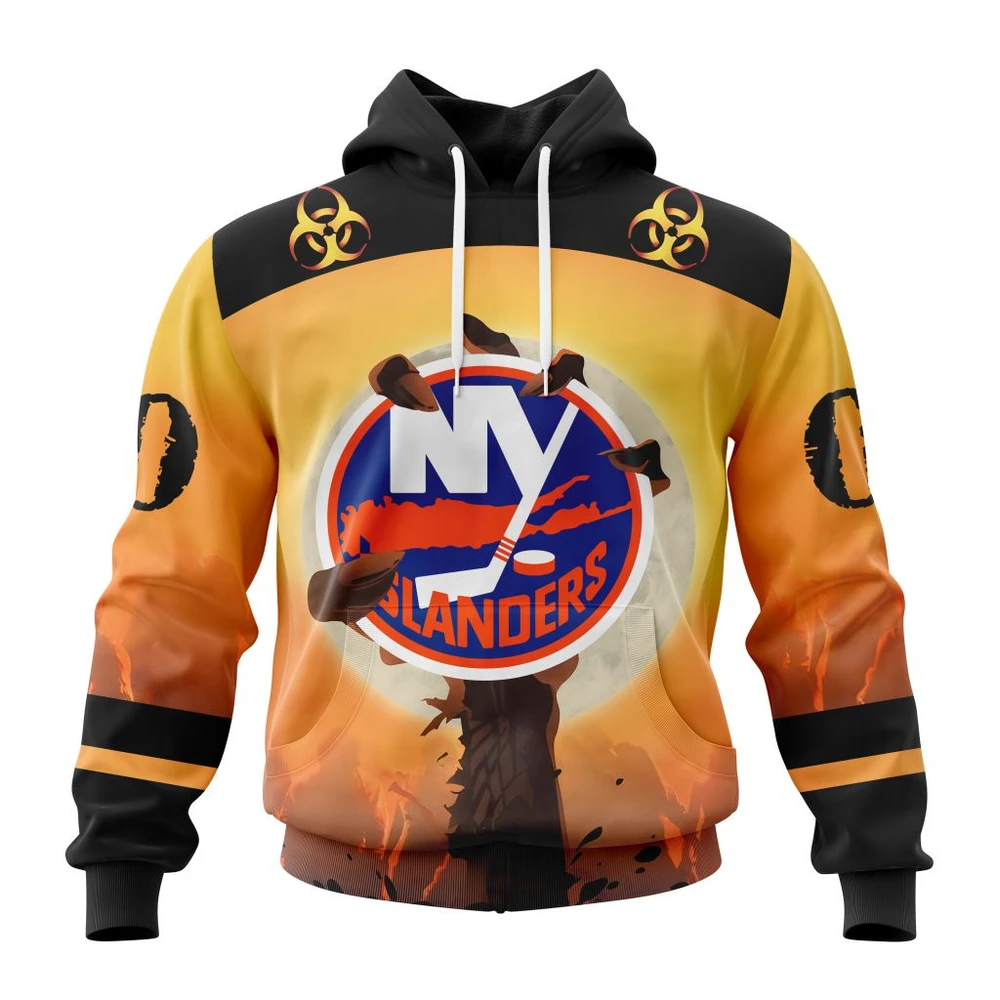 New York Islanders Special Zombie Design For Halloween All Over Print Hoodie Style 66723