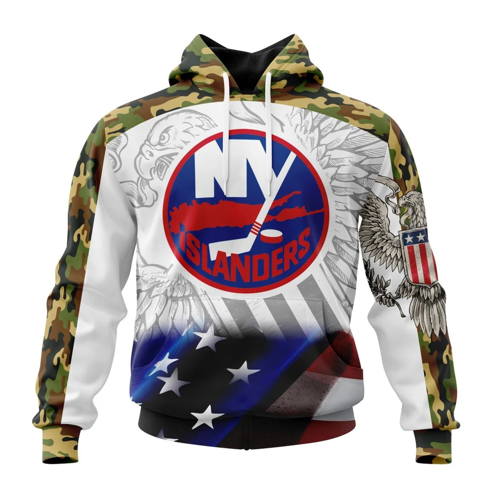 New York Islanders Specialized Design With Our America Flag And Our America Eagle All Over Print Hoodie Style 79011