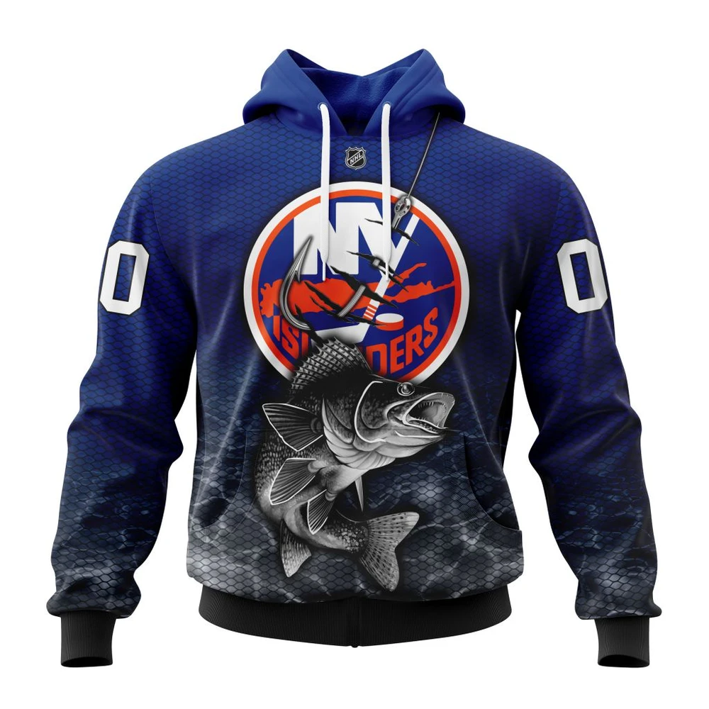 New York Islanders Specialized Fishing All Over Print Hoodie Style 32424