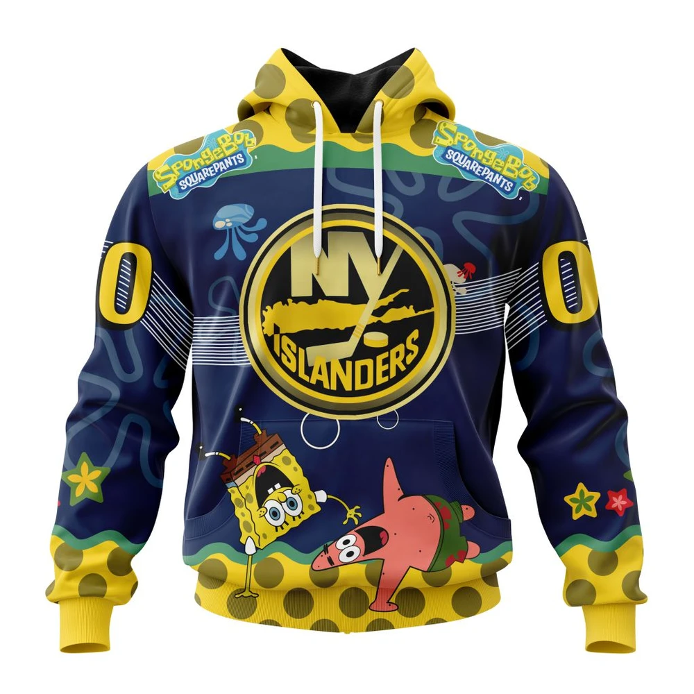New York Islanders Specialized Jersey With Spongebob All Over Print Hoodie Style 19521