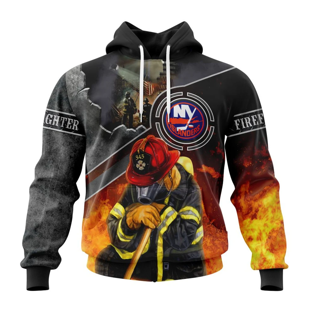 New York Islanders Specialized Kits To Honor Firefighter In Patriot Day We Will Never Forget All Over Print Hoodie Style 95693