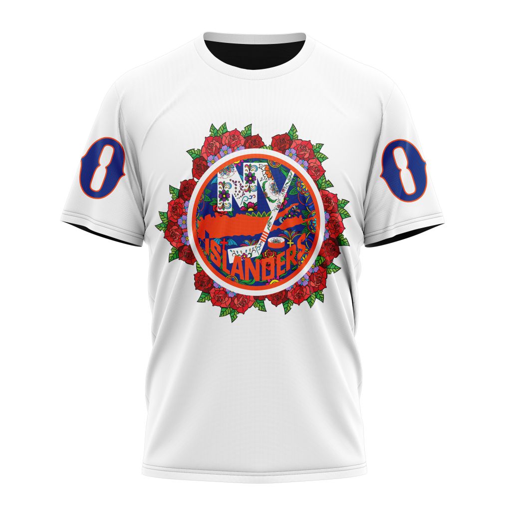 New York Islanders Specialized Unisex Kits Dia De Muertos Personalized Name And Number T-Shirt Oregontrailrvpk Shirt