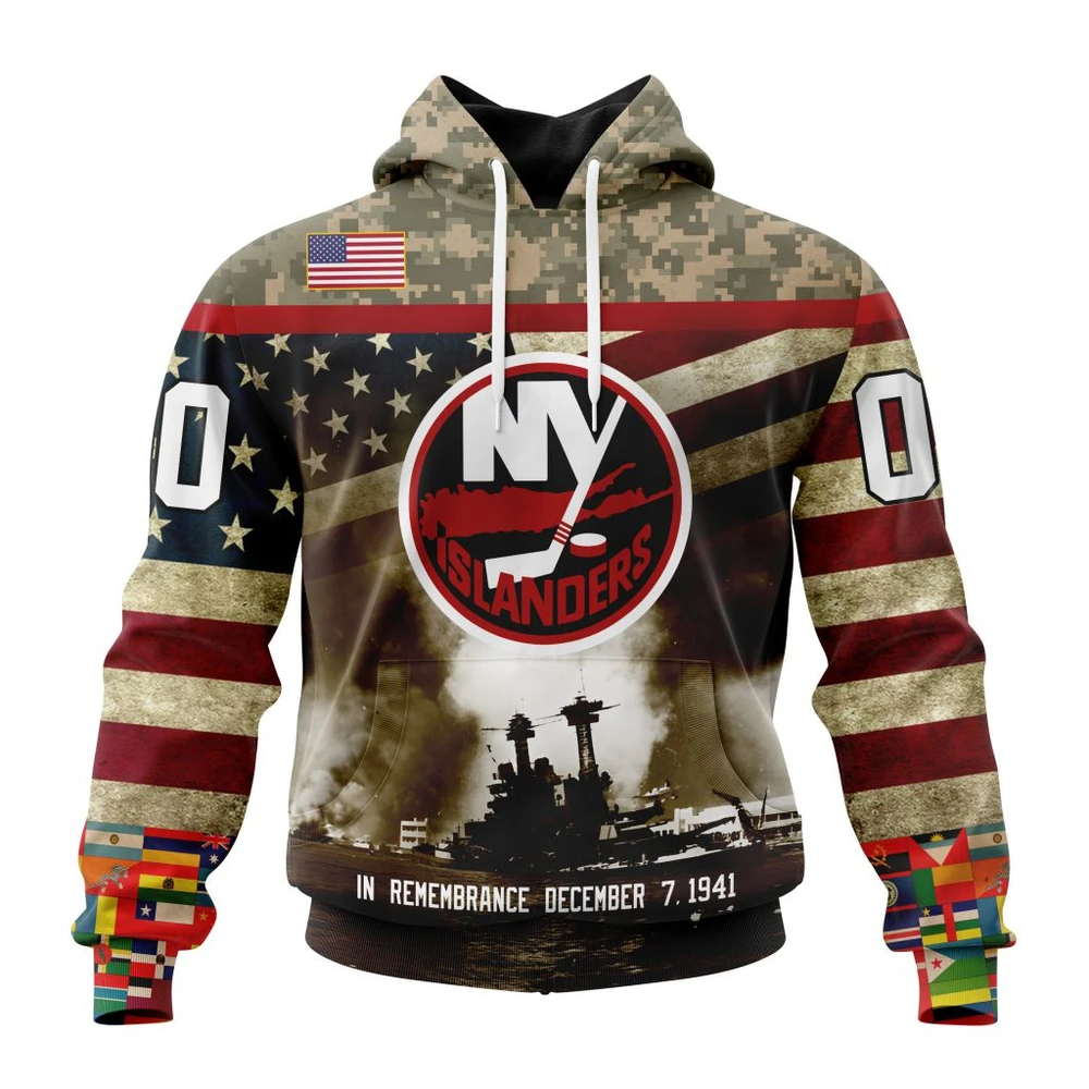 New York Islanders Specialized Unisex Kits Remember Pearl Harbor All Over Print Hoodie Style 40905